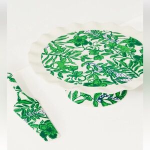 NIB NEW LILLY PULITZER GIFT WITH PURCHASE CAKE STAND SET CAKE STAND CAKE KNIFE